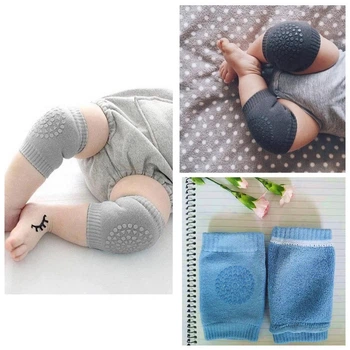 Набор детских наколенников для ползания малышей Children Knee с протектором для мальчика и девочки 3 шт. Голубой/Серый