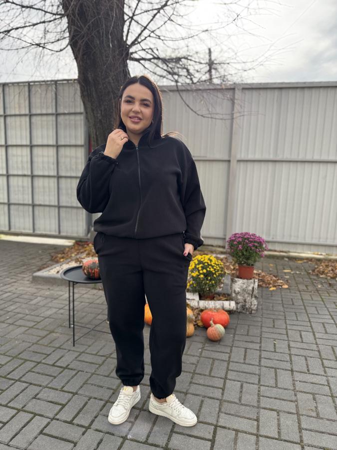 Спортивный костюм женский AKSAN зимний флисовый двойка L Черный (25.2805_black_46(L))