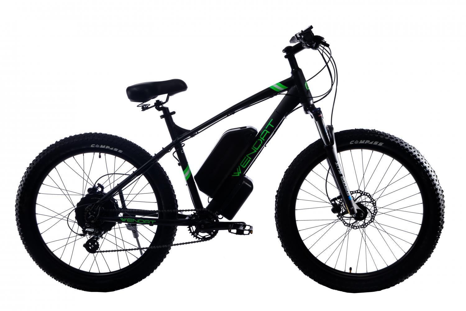 Электровелосипед Wendat MTB с гидравлическими тормозами 27,5"/19" 48V 24Ah 750W Черно-зеленый (13247542)