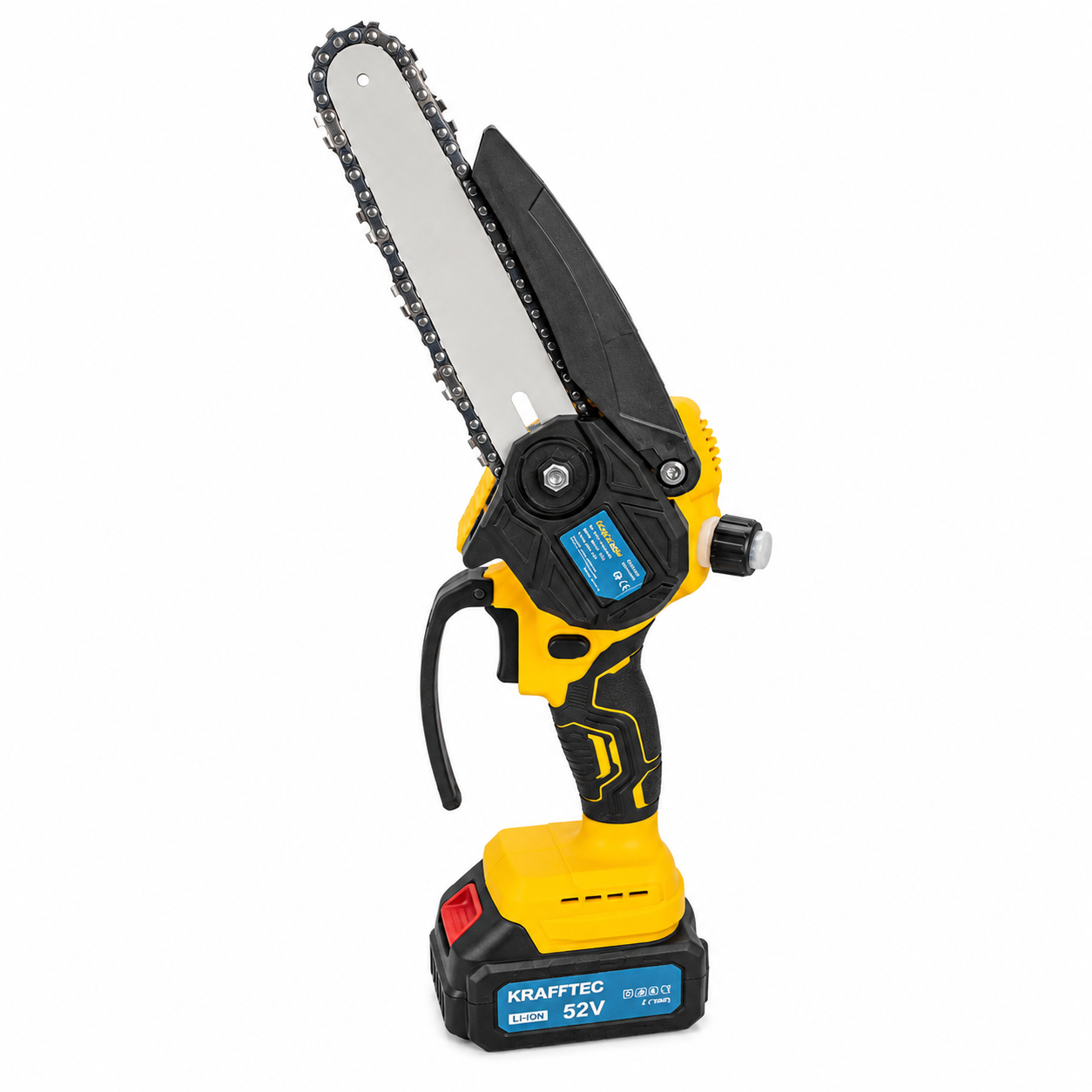 Мини-пила аккумуляторная бесщеточная Krafftec Germany PRO DCM195HN 48V 6Ah цепная 20 см и масло Желтый (DCM195HN)