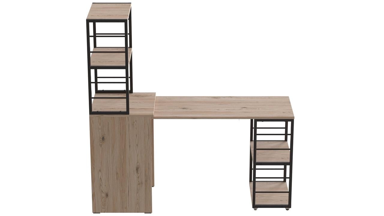 Стіл-тумба трансформер Ferrum-decor Смарт 3/1 з етажеркою метал/ДСП 16 мм 1430x1450x500 мм Чорний/Дуб Сан-Марино (FRD-105110) - фото 2