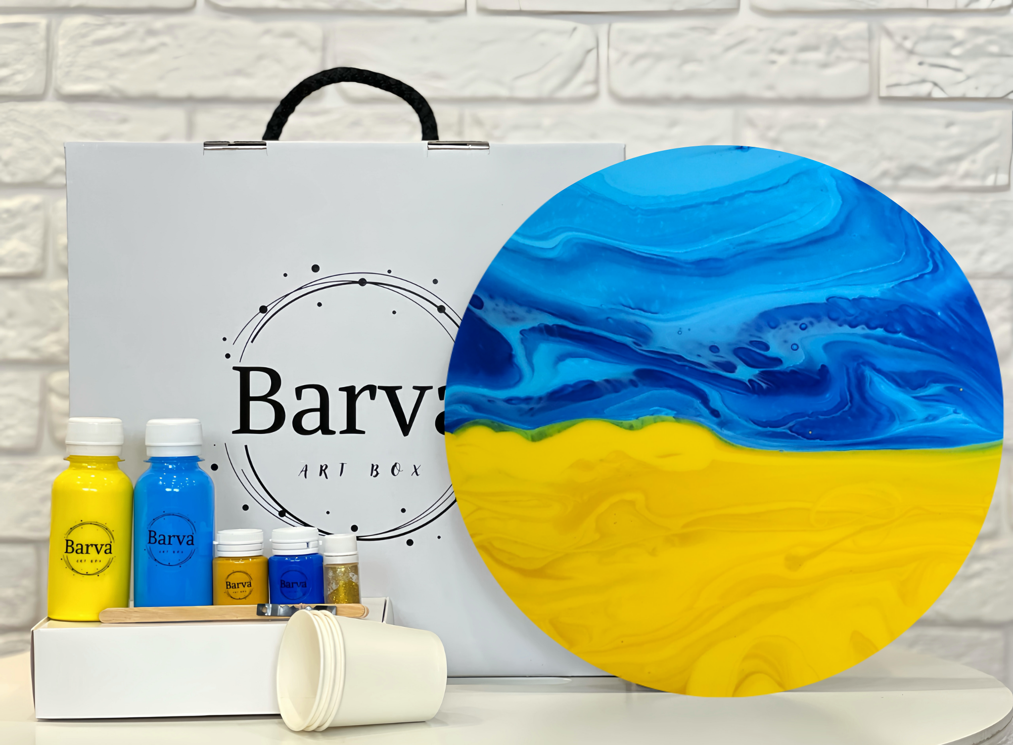 Художній набір для створення картини Barva art box Україна у техніці абстрактного живопису коло 30 см (1669473665002)