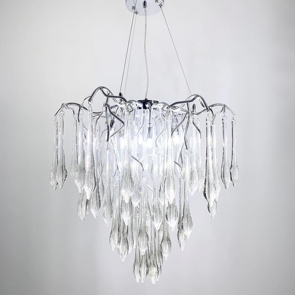 Люстра з скляними прозорими елементами 60 см (Y 03 CH/TR) - фото 2