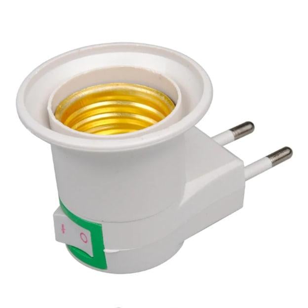 Патрон переходник с выключателем E27 Белый (SV-20)