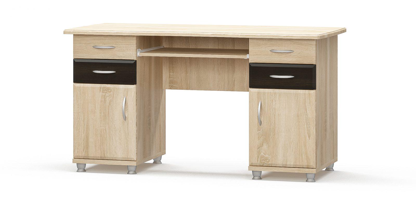 Письменный стол 2х тумбовый Mebel Service Дуб Самоа/Венге темный Письменный стол 2х тумбовый Mebel Service Дуб Самоа/Венге темный