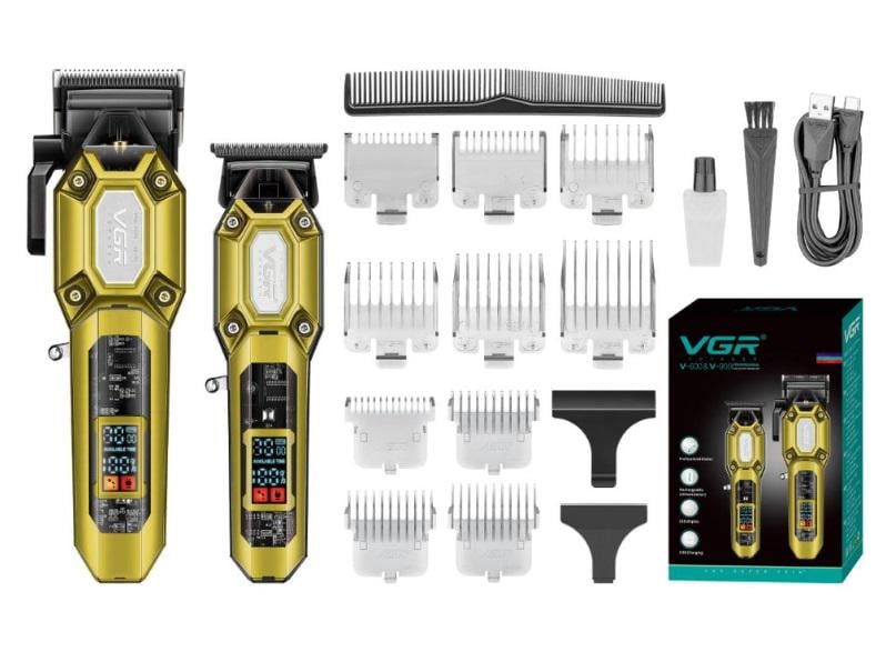 Комплект для стрижки VGR V-600&900 10 насадок Gold