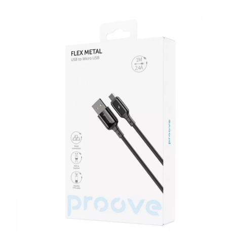 Кабель Proove Flex Metal USB to Micro USB 2,4A 1 м Black (CCFM20001301) - фото 2