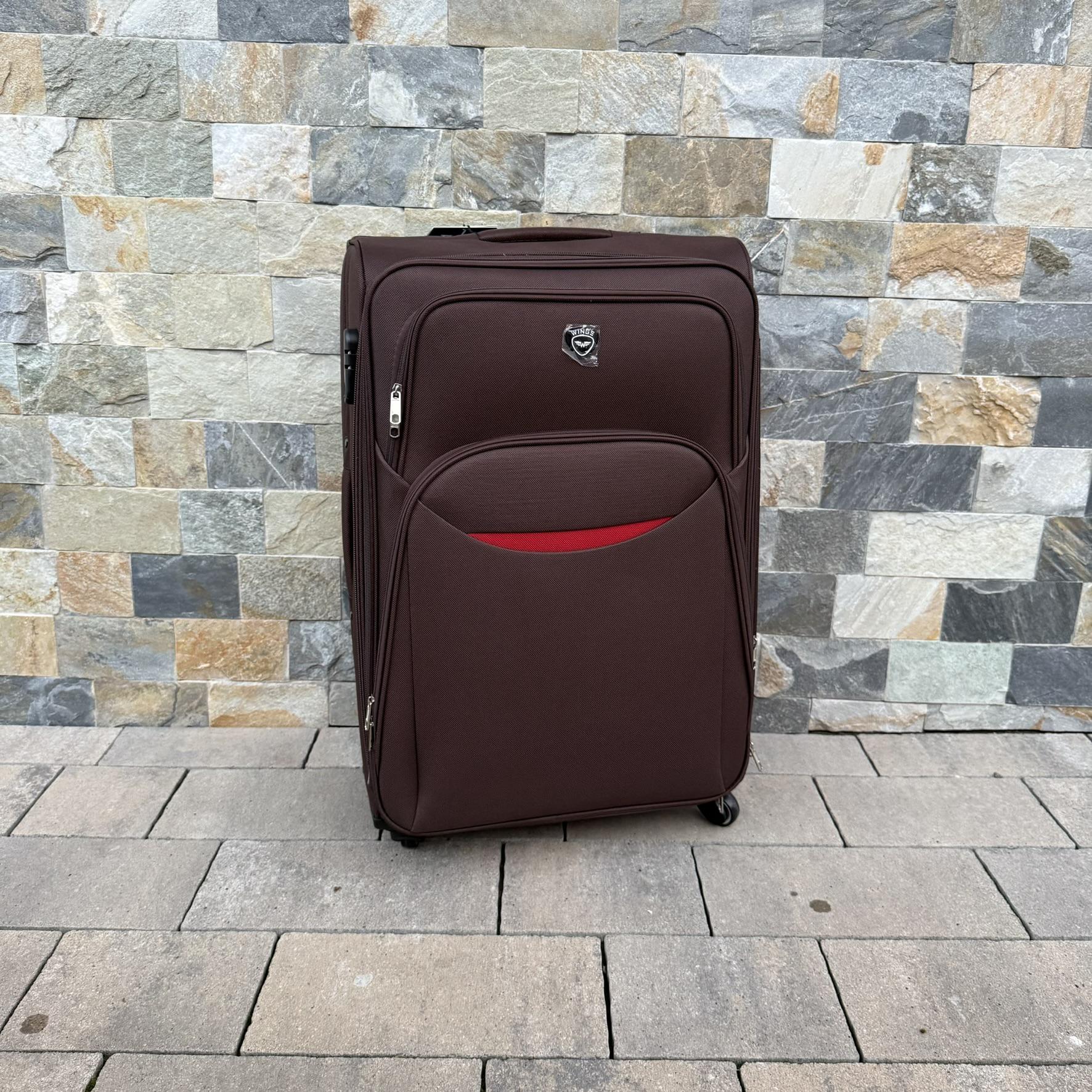 Валіза тканинна Wings 1708 на 4 колесах L Коричневий (30485125) - фото 2