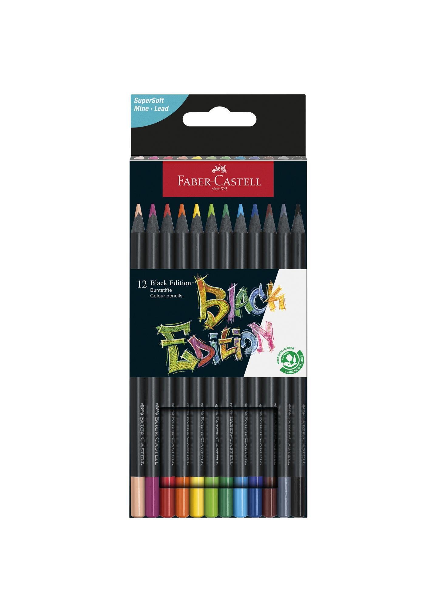 Набір олівців Faber-Castell тригранні чорні 12 кольорів (116412)