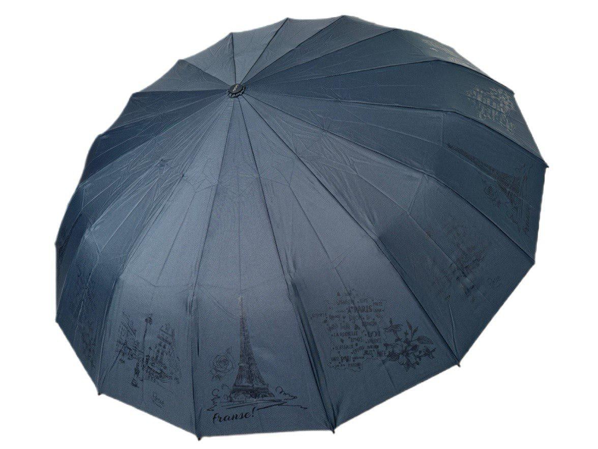 Зонтик автоматический женский Три Слона Эйфелева башня антиветер 16 спиц Темно-синий (7576/5)