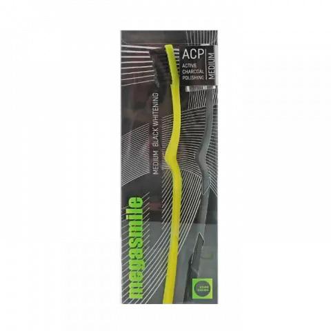 Зубна щітка Intensive Black Whitening Toothbrush Medium Megasmile Жовтий (7640131972000) - фото 2