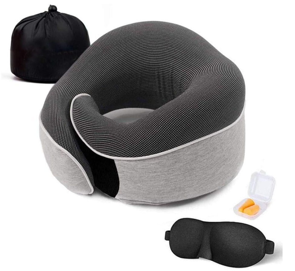 Подушка дорожная ортопедическая Royal Rest Memory Foam для путешествий 27х25х12 см Синий (RR-07)