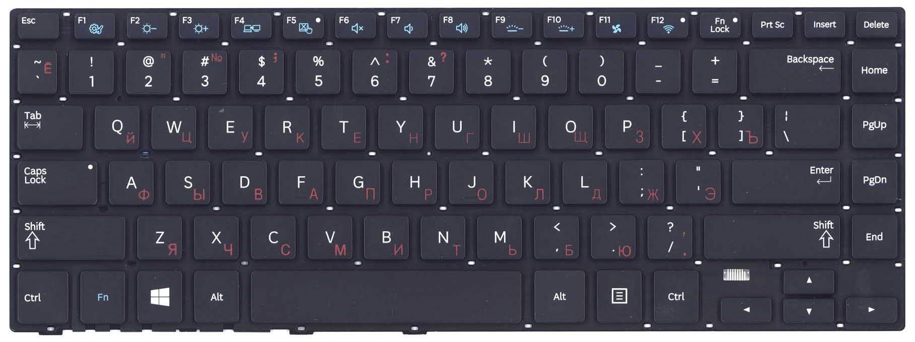 Клавіатура для ноутбука Samsung 470R4E BA59-03619C з підсвічуванням Light No Frame Black