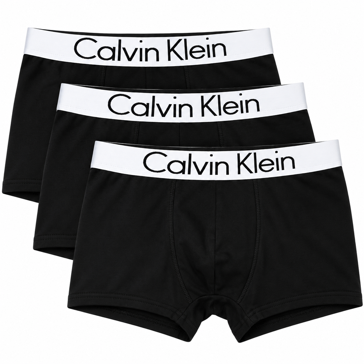 Комплект мужских боксеров в стиле Calvin Klein с широким белым поясом 3 шт. ХL Черный (CK03-3-01)