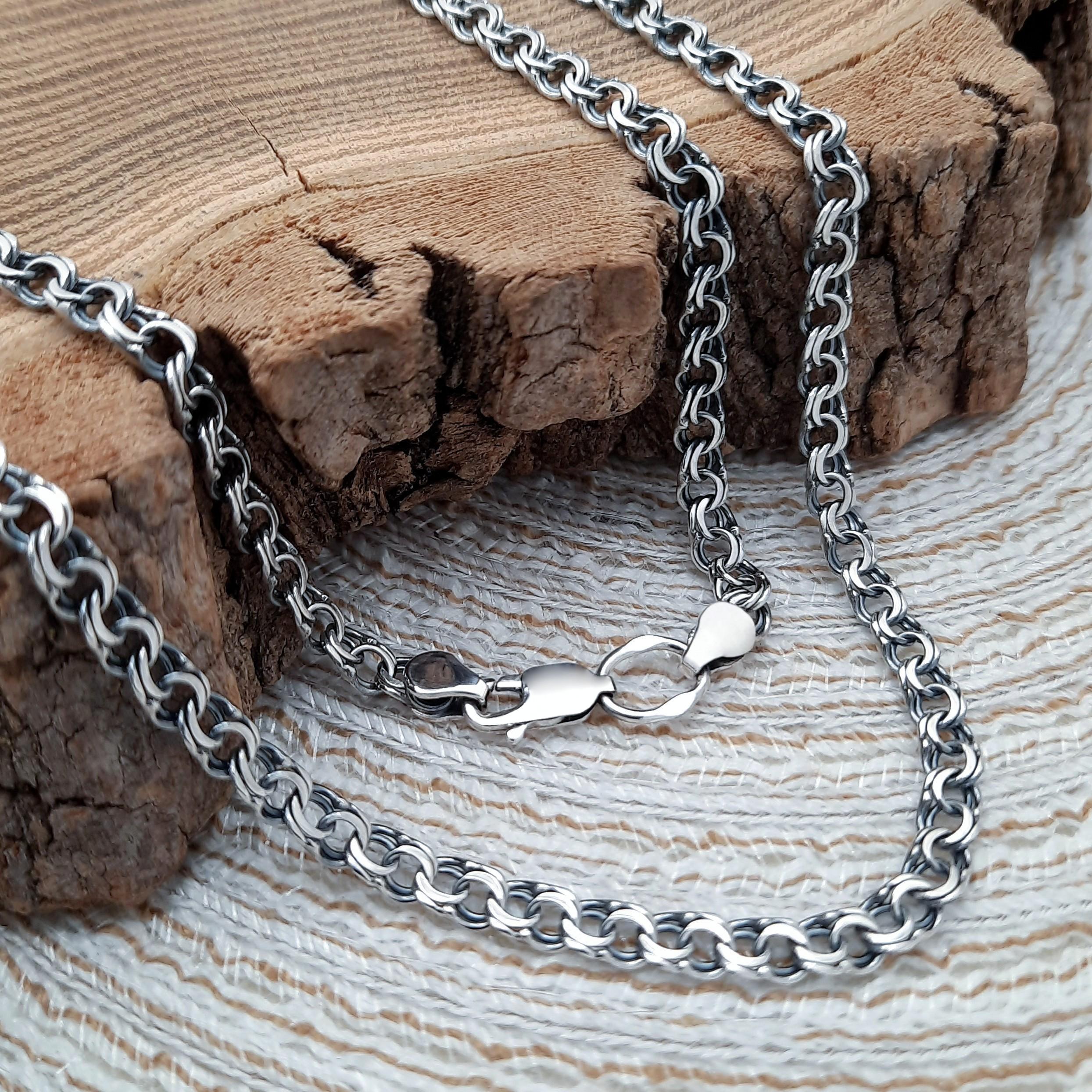 Серебряная цепочка плетения Бисмарк с чернением 55 см (222.2ц55)