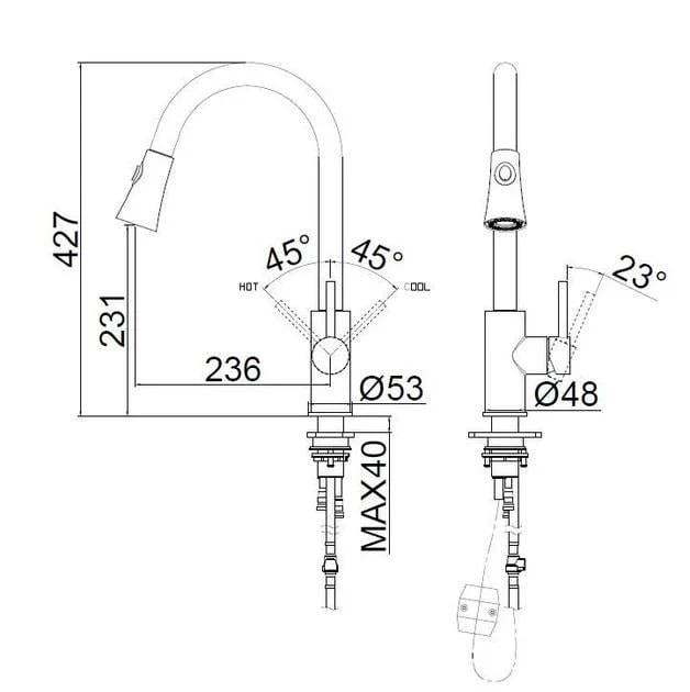 Мойка кухонная Kraft 5050 PVD Черный/крафт Kraft 3011 PVD с вытяжным изливом двухрежимный - фото 16