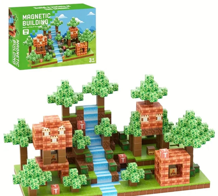 Конструктор магнітний Minecraft Ліс та водоспад 100 шт. (2698990892)