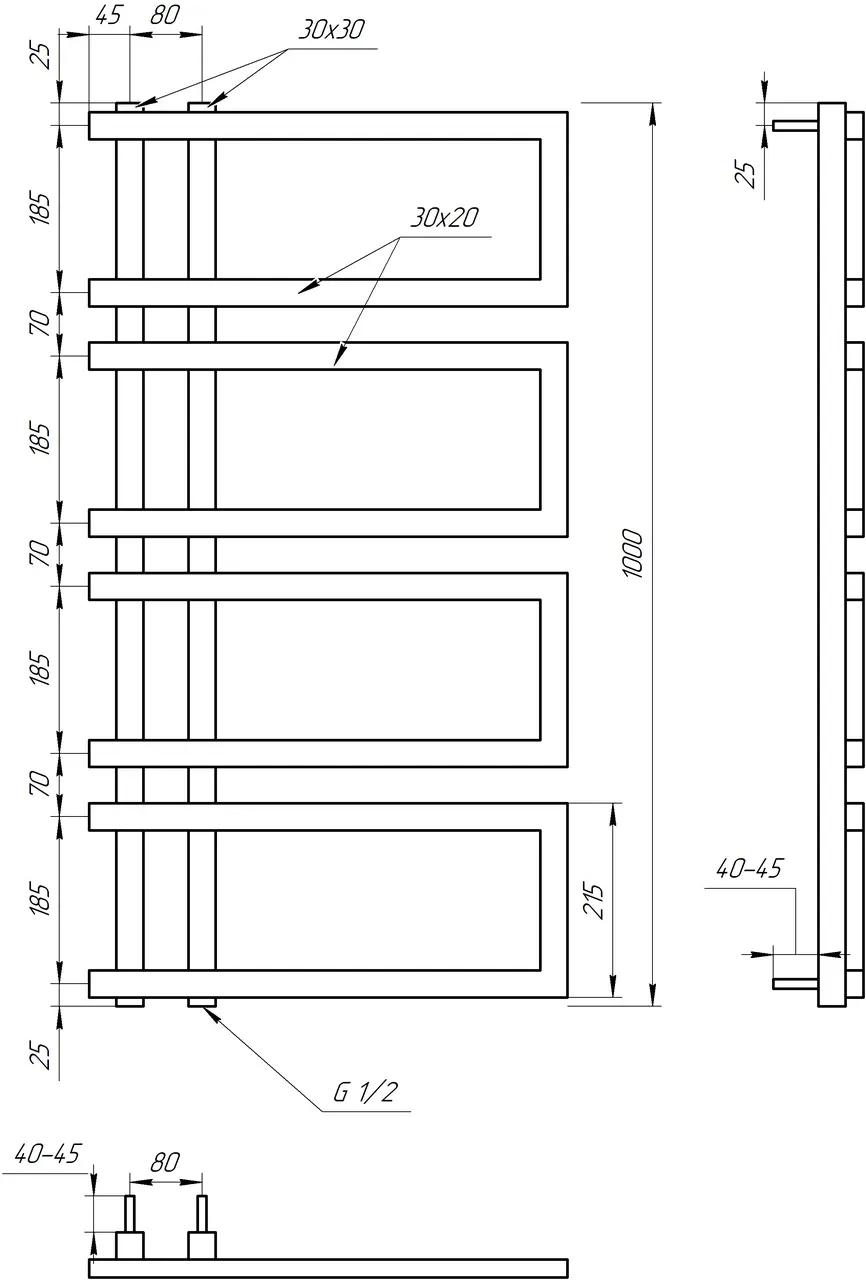 Полотенцесушитель S-Mix Enzo 1000х530 мм Черный (1176286543) - фото 2 Полотенцесушитель S-Mix Enzo 1000х530 мм Черный (1176286543) - фото 2