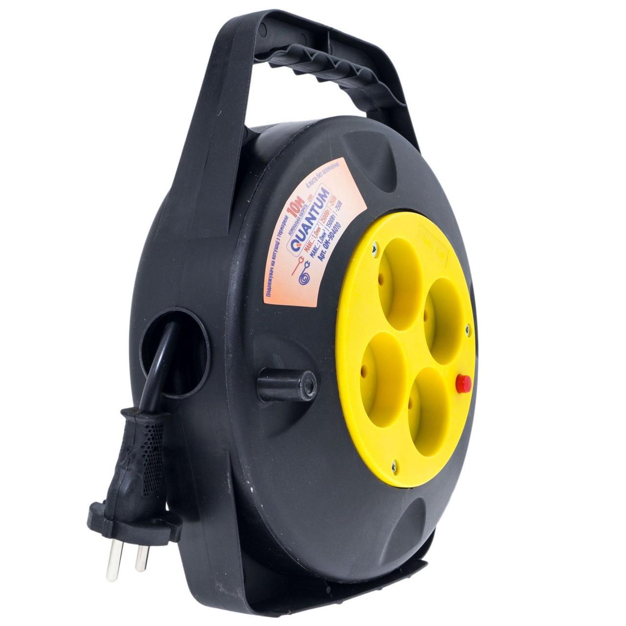 Удлинитель на катушке Quantum из термореле 4 розетки без заземления 10 м 2x1,0 10А 230 B 2500 Вт (удл10м) - фото 2