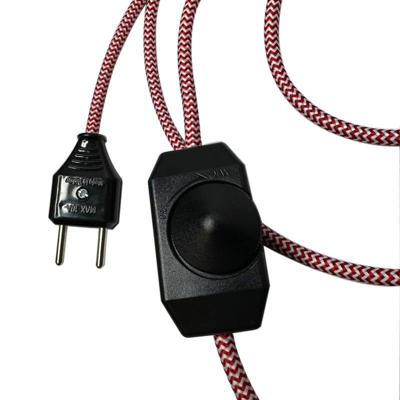 Подвесной светильник в стиле лофт с ретро проводом/карболитовым патроном E27/вилкой и диммером-выключателем Красно-белый - фото 2 Подвесной светильник в стиле лофт с ретро проводом/карболитовым патроном E27/вилкой и диммером-выключателем Красно-белый - фото 2