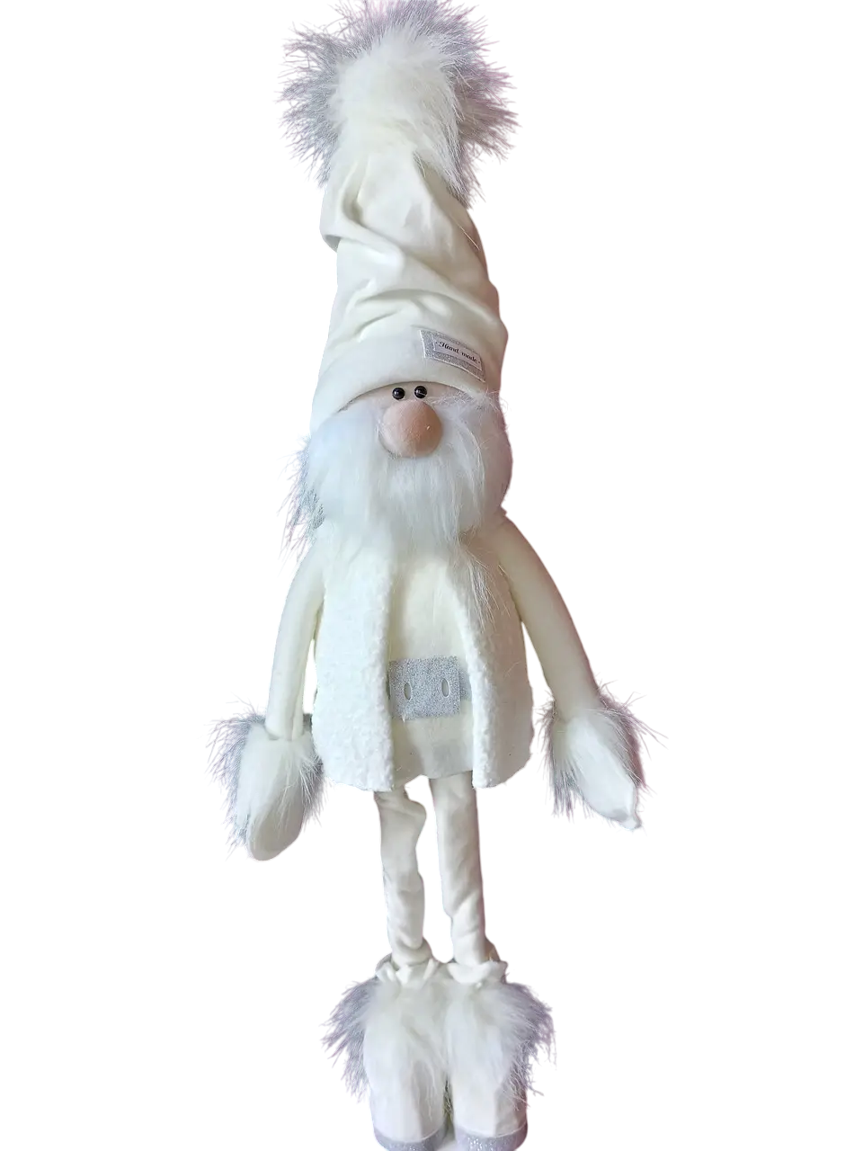 Новогодняя игрушка "Гном-Снеговик Скандинавский" из трикотажа 85 см Белый (150-41-Гном №9)