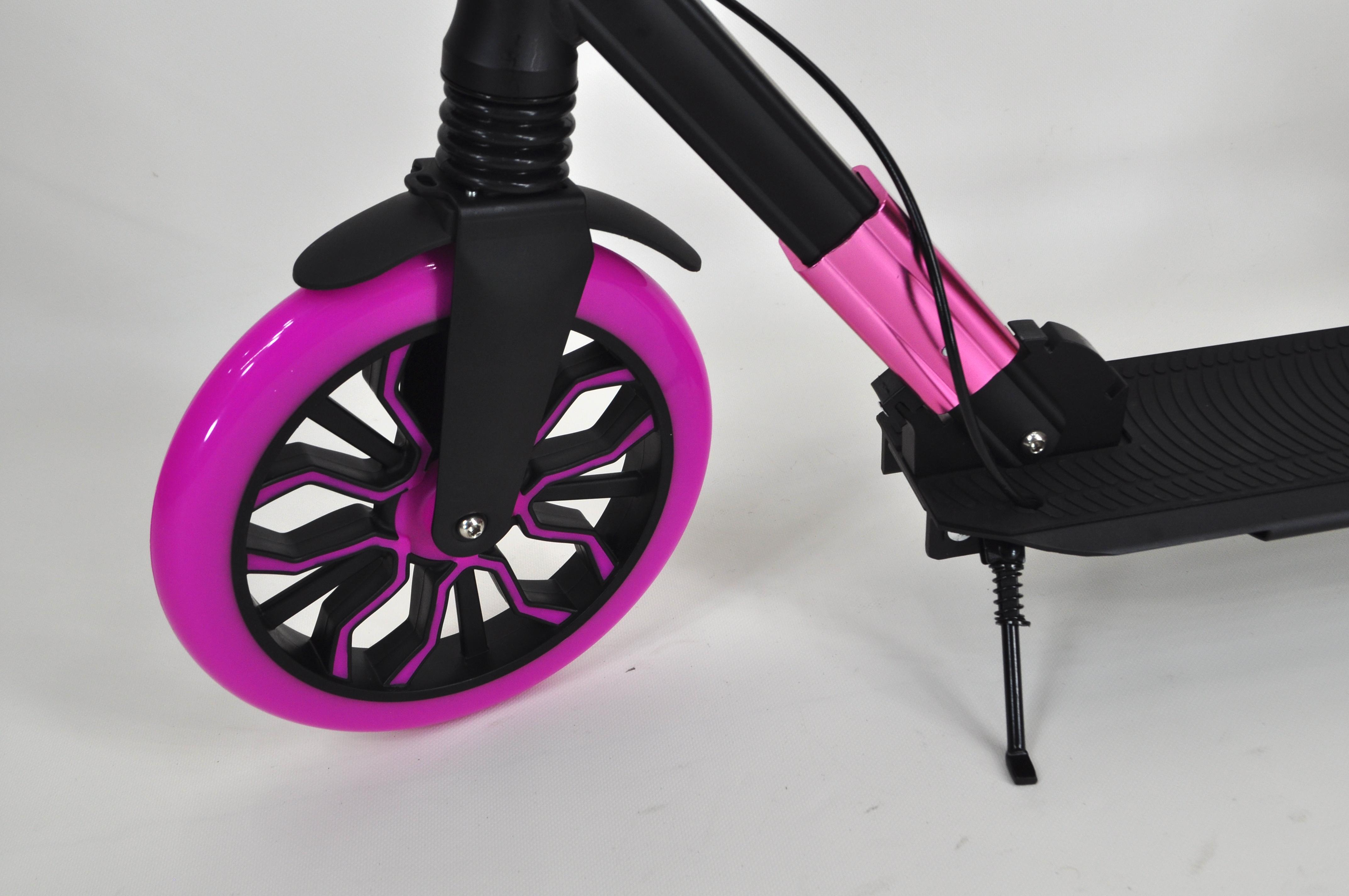 Самокат двухколесный Maraton Cardinal с дисковым тормозом и подногой Черный с розовым - фото 16