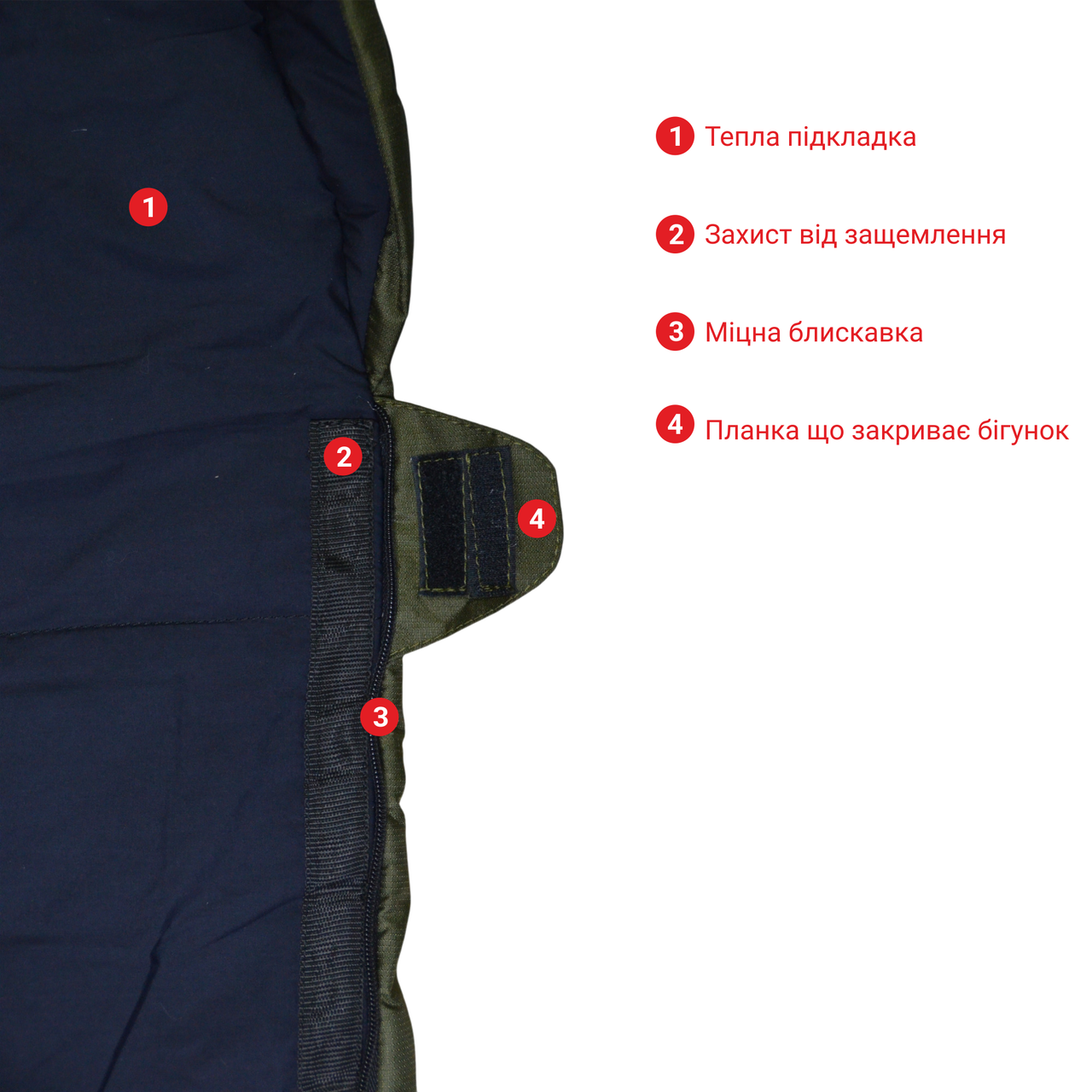 Спальный мешок-одеяло Derby зимний армейский 215х80 см Хаки (CMK400-80) - фото 6