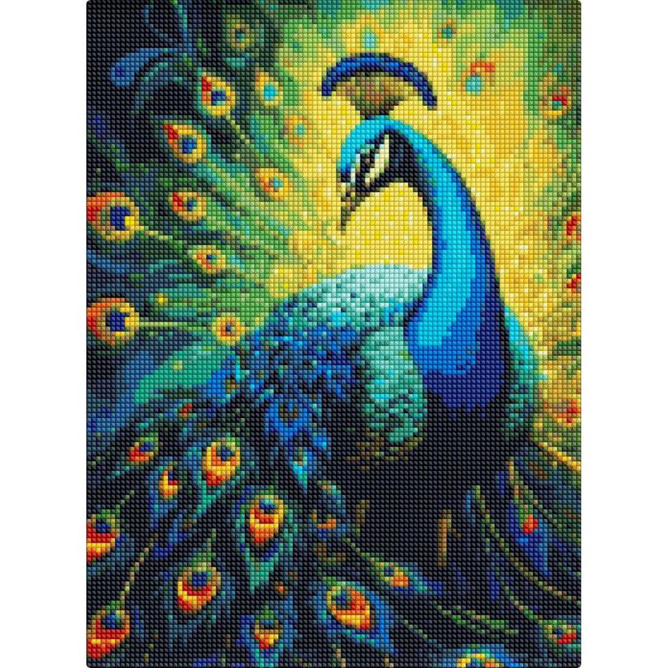 Алмазна мозаїка Ідейка Витончений павич з АВ стразами 30x40 см (AMC7869)