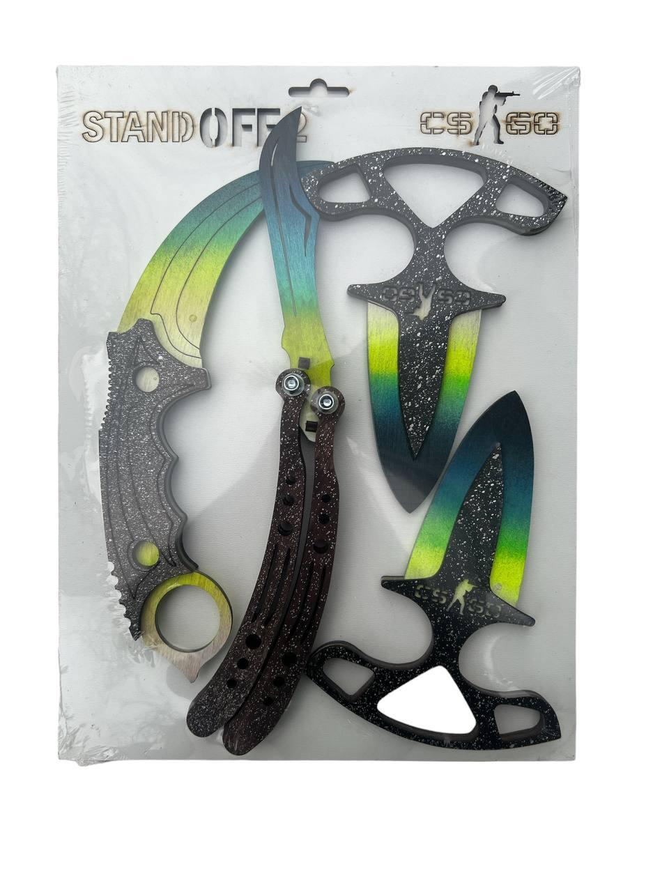 Набір дерев'яної зброї CS:GO Standoff 2 4 шт. Градієнт Синій (2127281795)