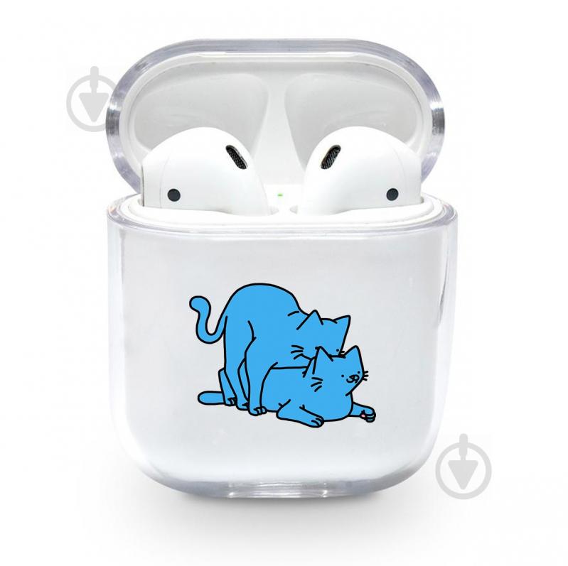 Прозрачный силиконовый чехол Apple AirPods с рисунком - Мартовские коты (KAP1195)