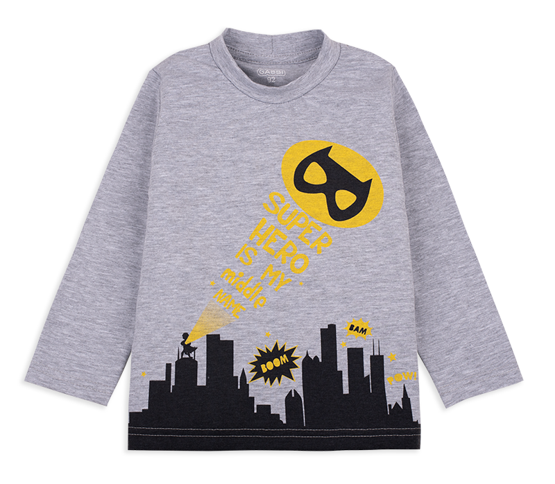 Футболка детская хлопковая с длинным рукавом для мальчика Gabbi FT-20-1-1 86 см Серый (12009)