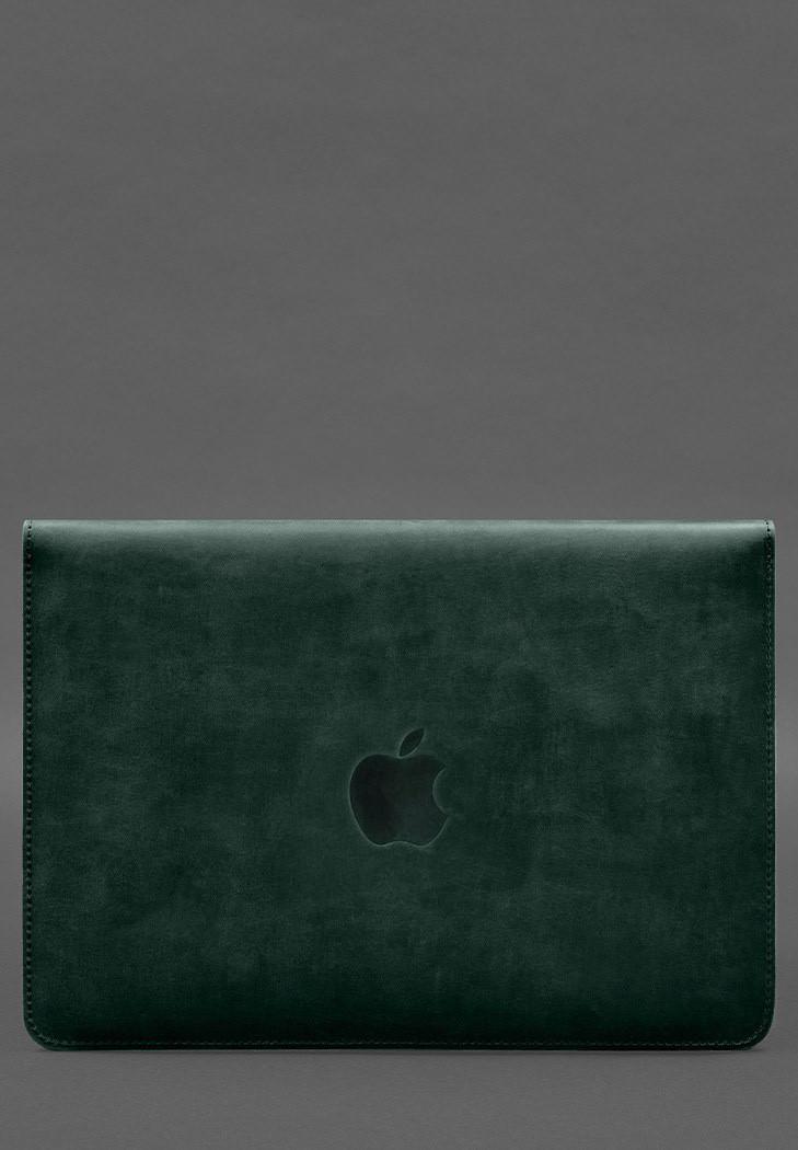 Чехол-конверт с клапаном кожа/фетр для MacBook 16" Crazy Horse Зеленый (A-028246) - фото 4