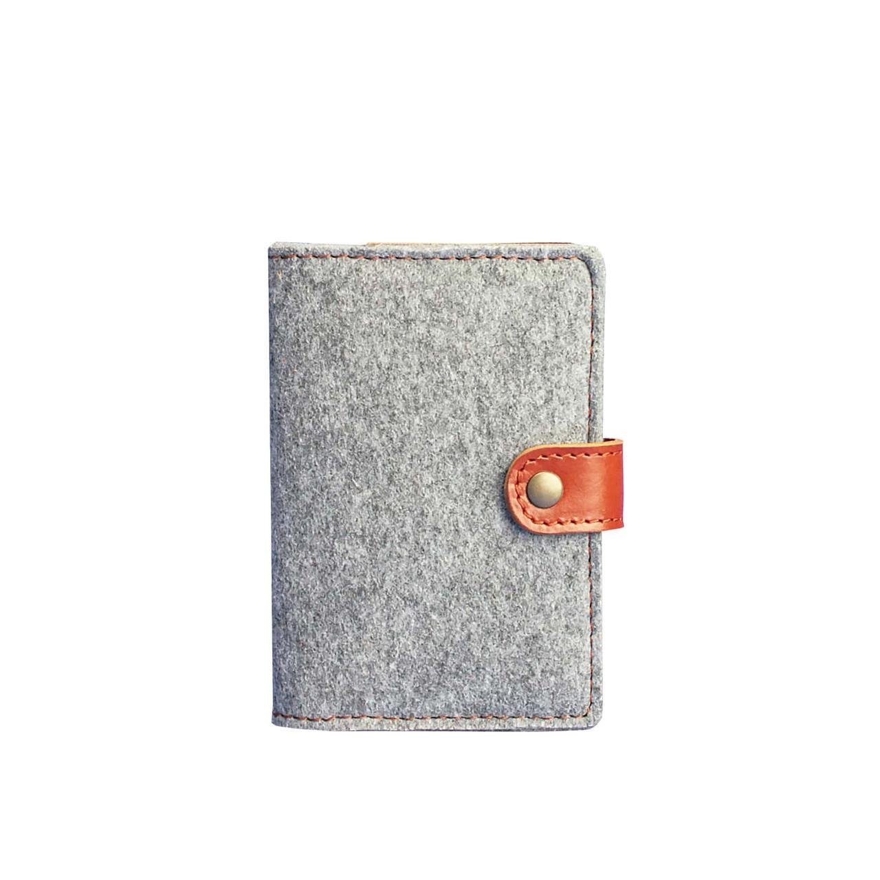 Обкладинка для паспорта фетрова 3.0 зі шкіряними вставками Коричневий (A-026344)