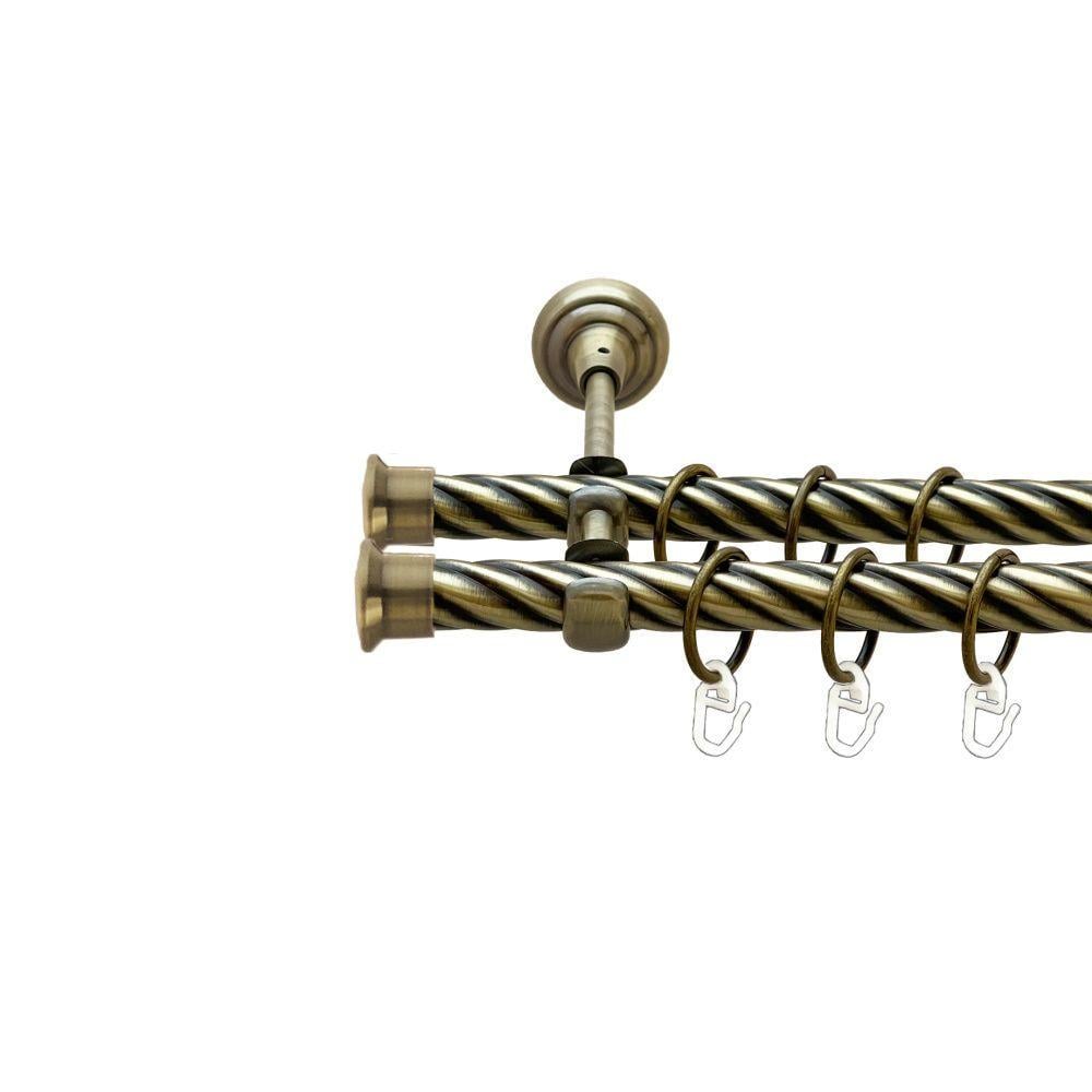 Карниз для штор Orvit Дуо витая/крученая двухрядный 19/19 мм 200 см Антик (000-7945)