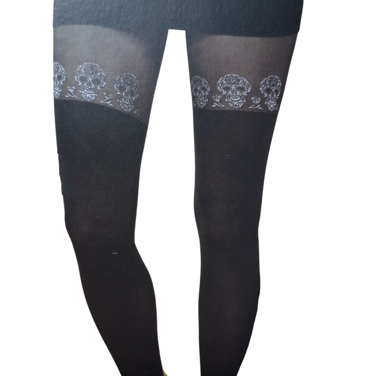 Колготки с черепами с блестками на Хэллоуин 50\20den S р. 38-40 Черный (L0597)