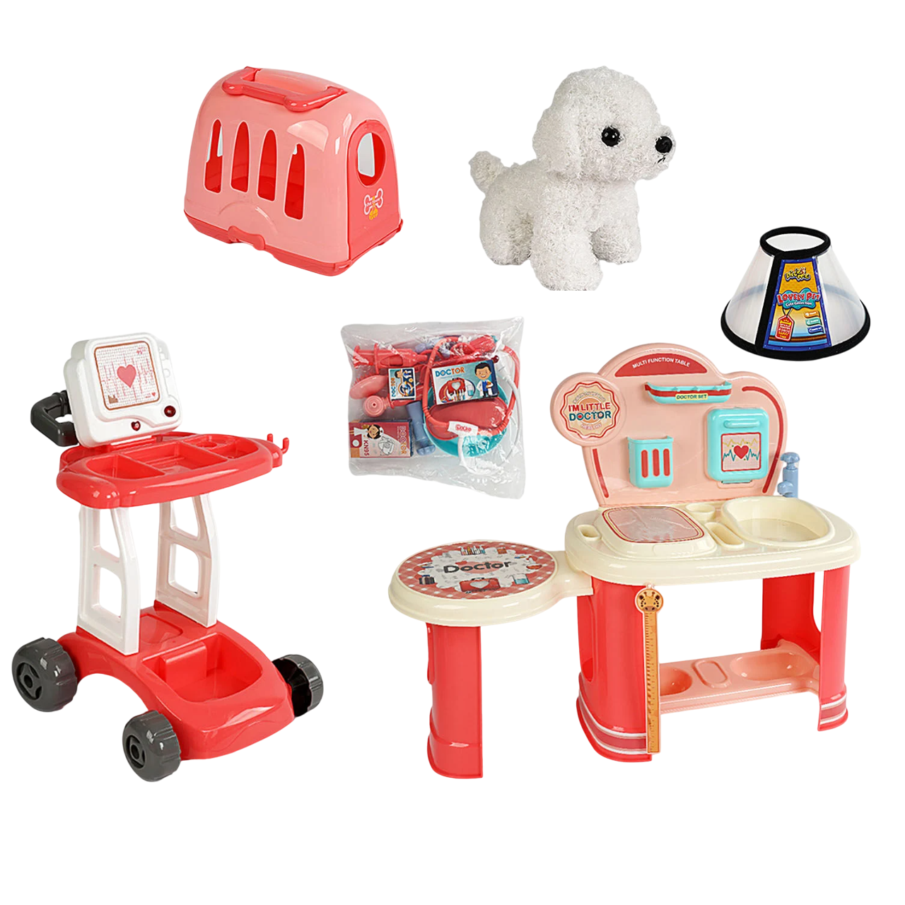 Набор доктора детский звук/подсветка/столик с полочками White/Red (157930)