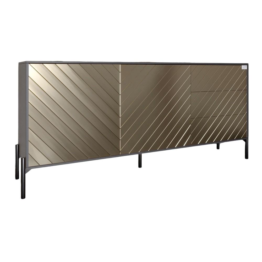 Комод Lion Амарант з чорними металевими ніжками 168x40x76,5 см Антрацит/Перламутровий металік (000-000-1886) - фото 2 Комод Lion Амарант з чорними металевими ніжками 168x40x76,5 см Антрацит/Перламутровий металік (000-000-1886) - фото 2