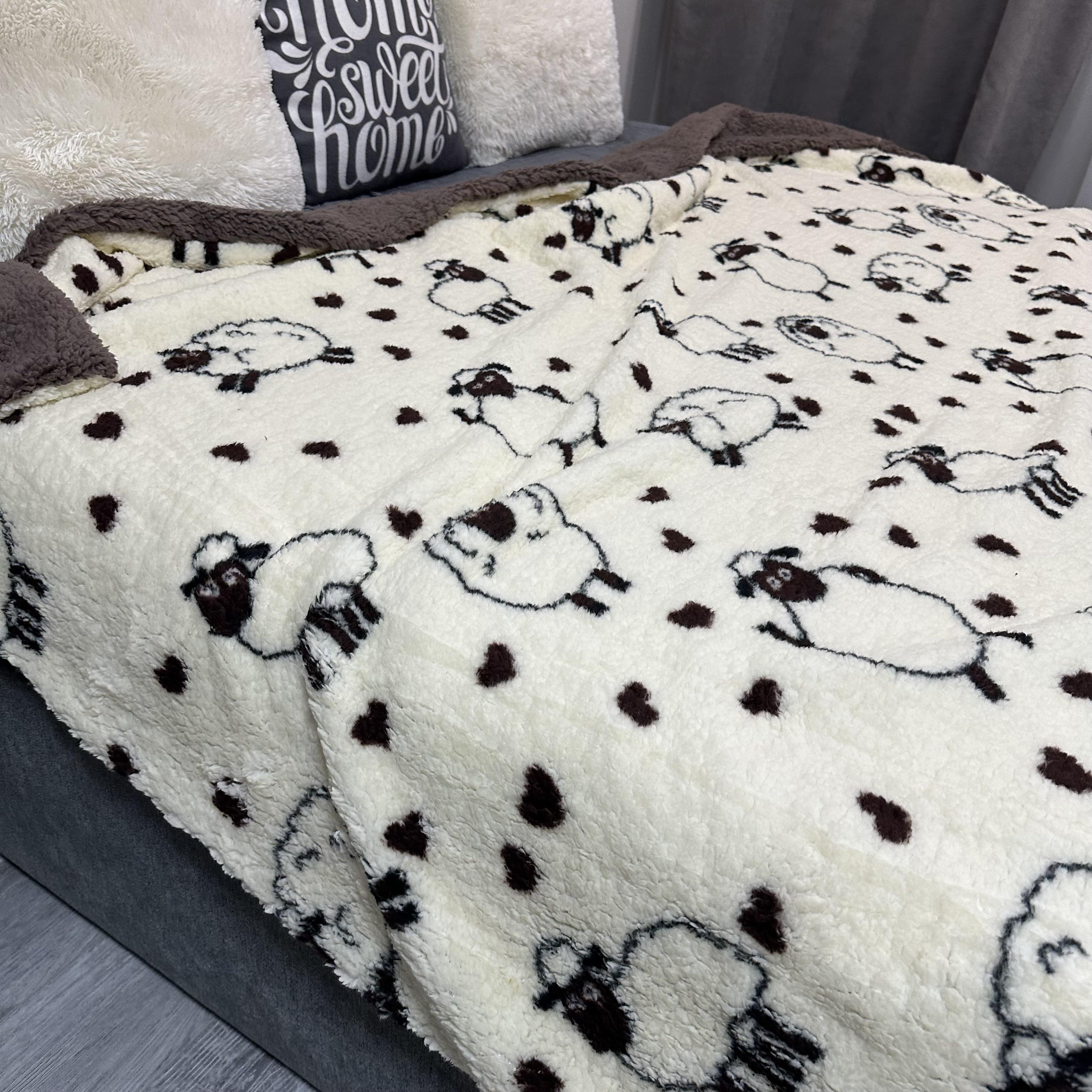 Плед-покрывало двустороннее с рисунком 150х210 см Бежевый (PL-1.5-2) - фото 2