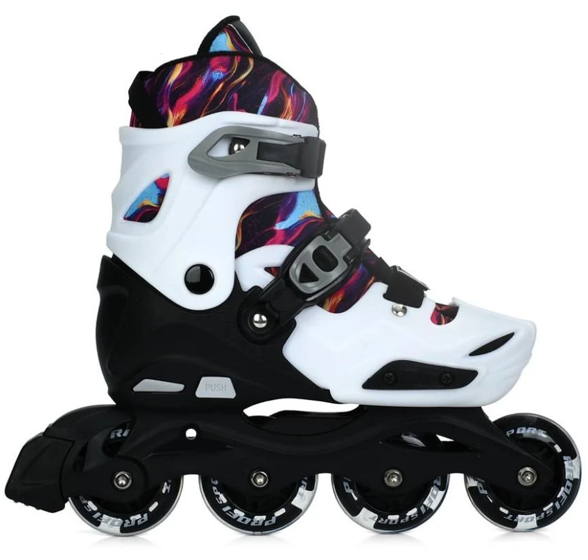 Ролики раздвижные детские Profi р. 35-38 с колесами PU 70 мм Бело-Черный (AP-122-R-83)