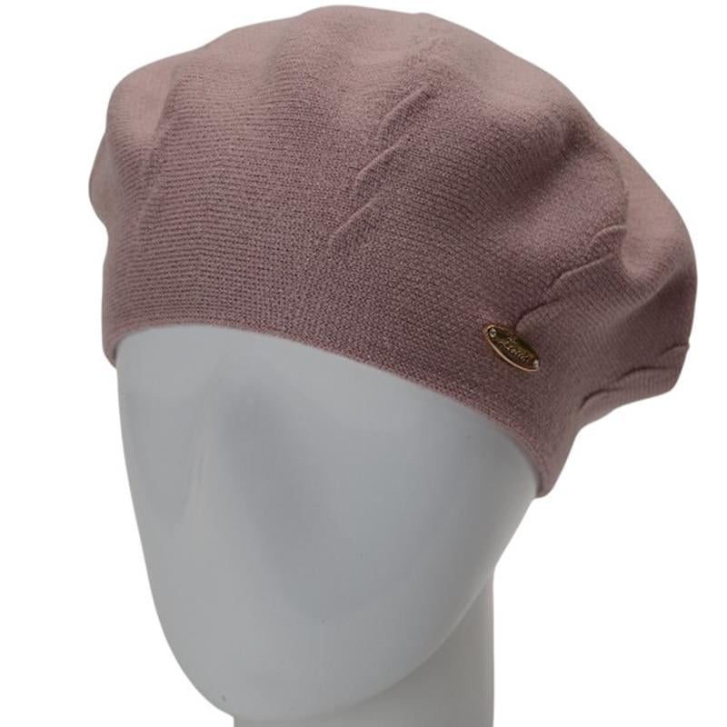 Берет женский Novita ВИКИ двойной с узором one size Пудровый (285946) - фото 1 Берет женский Novita ВИКИ двойной с узором one size Пудровый (285946) - фото 1