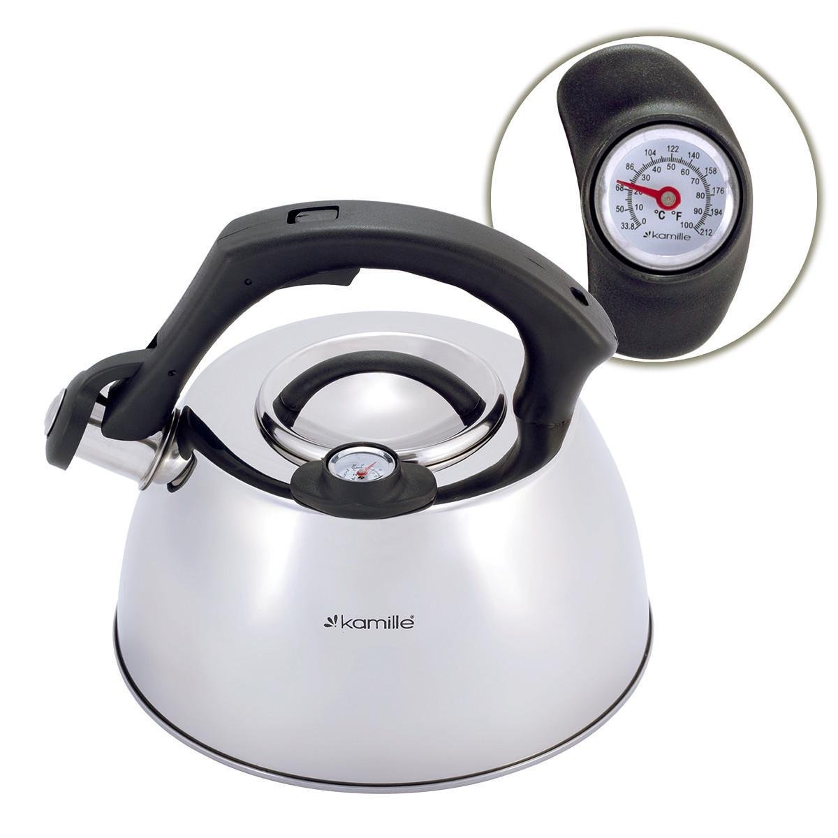 Чайник со свистком Kamille KM-1077 из нержавеющей стали с термометром 3 л Стальной (150-84-1077) - фото 5 Чайник со свистком Kamille KM-1077 из нержавеющей стали с термометром 3 л Стальной (150-84-1077) - фото 5