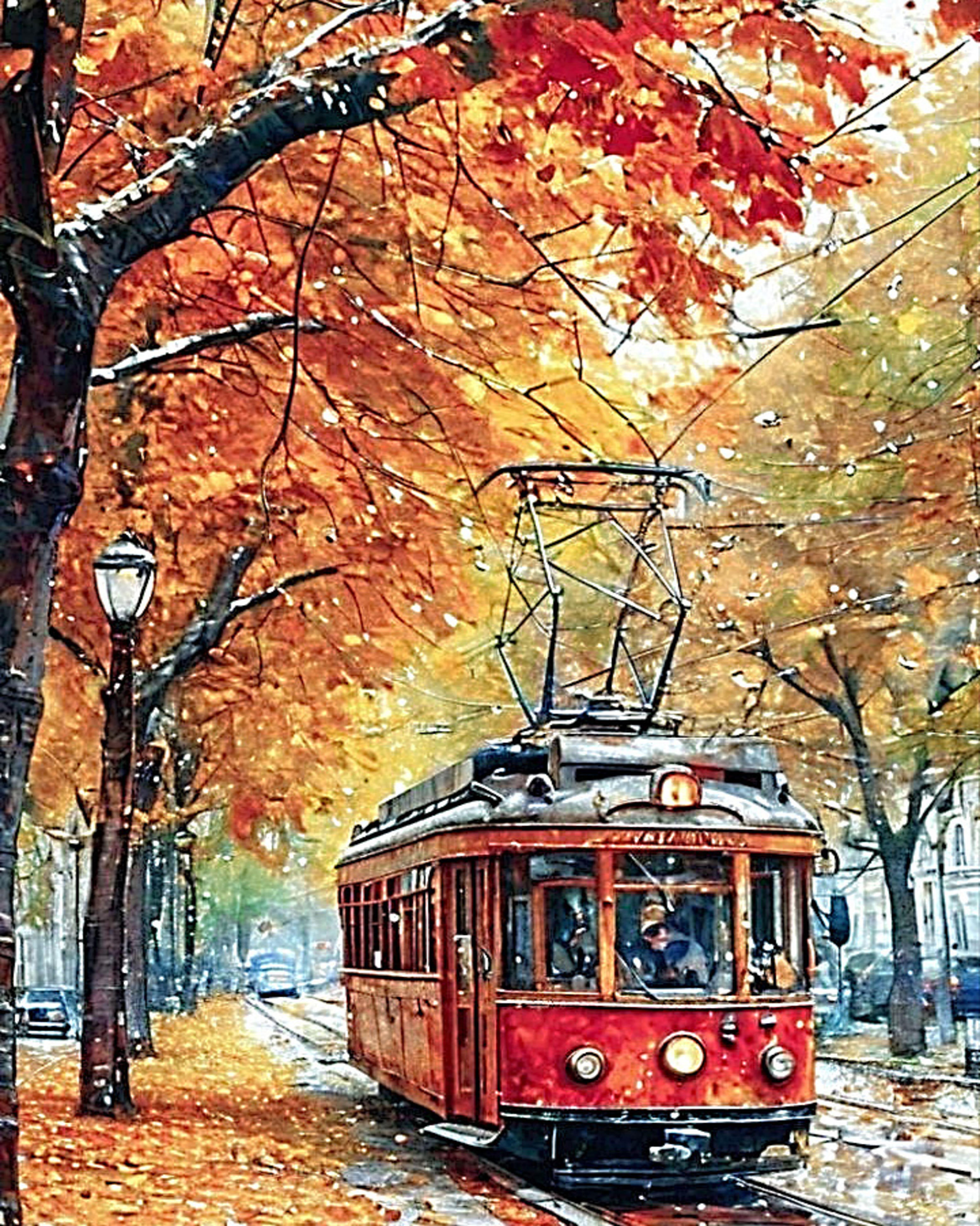 Алмазная мозаика АлМазка Трамвайчик квадратные алмазы на подрамнике 40x50 см (АлМ-288)