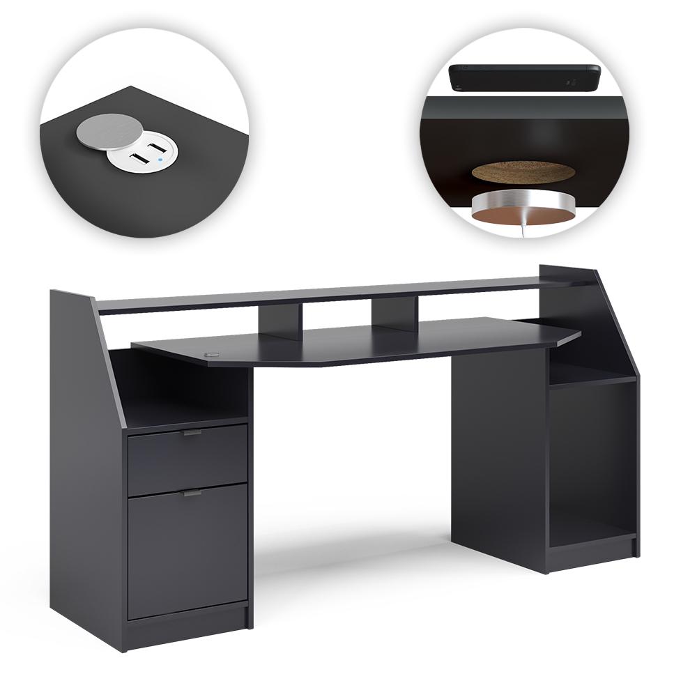 Геймерський стіл з зарядкою QI і USB Vicco Joel Big Чорний - фото 2 Геймерський стіл з зарядкою QI і USB Vicco Joel Big Чорний - фото 2