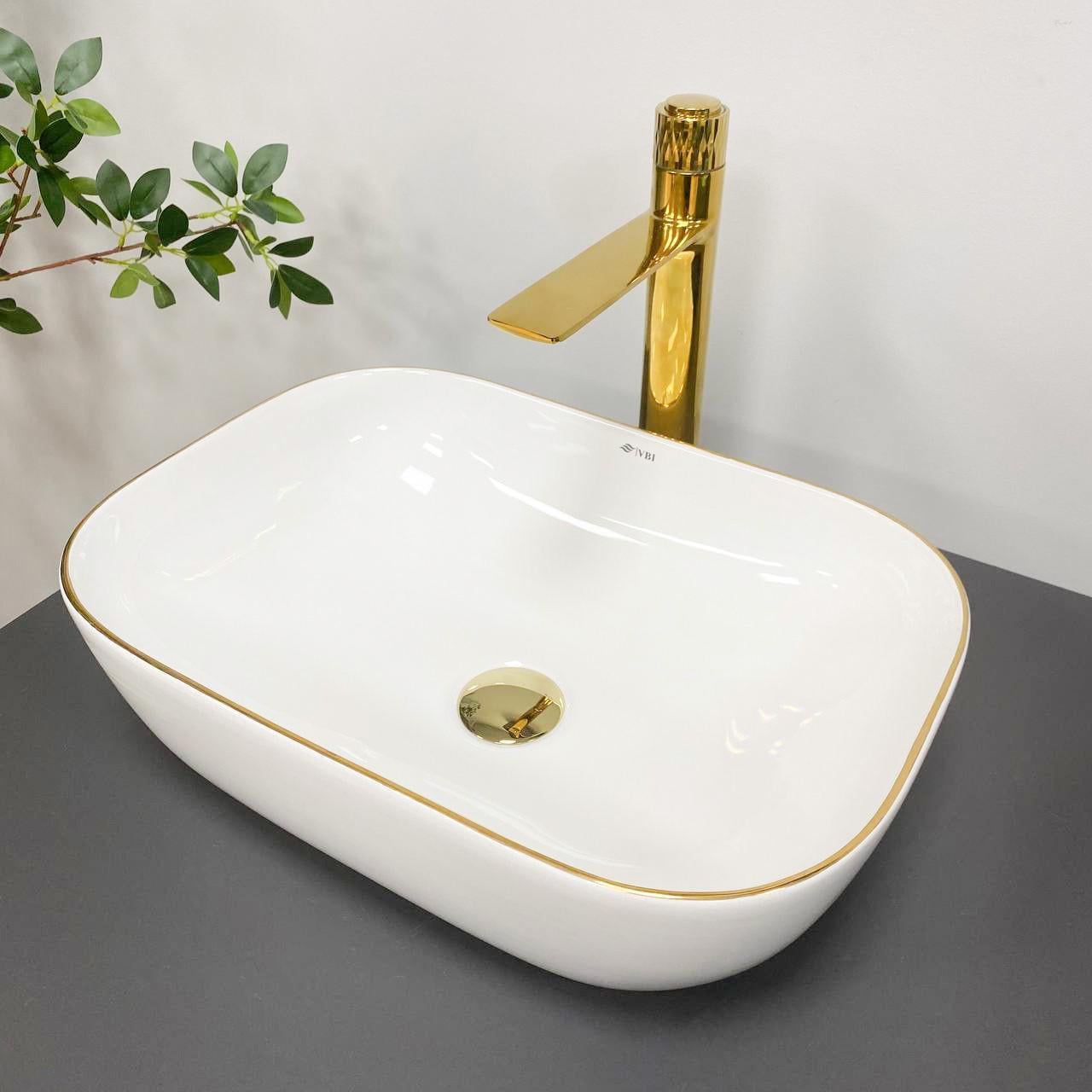 Умивальник накладний VBI RAVENNA White/Gold Edge (2808389713)