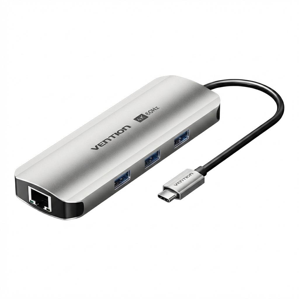 Док-станция USB-C Vention 8в1/HDMI 4K 60 Гц/PD 100 Вт Серый (TQKHB)