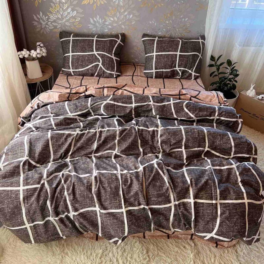 Комплект постільної білизни Візерунки бавовняний полуторний 150х220/70х70 см Коричневий (18955897)