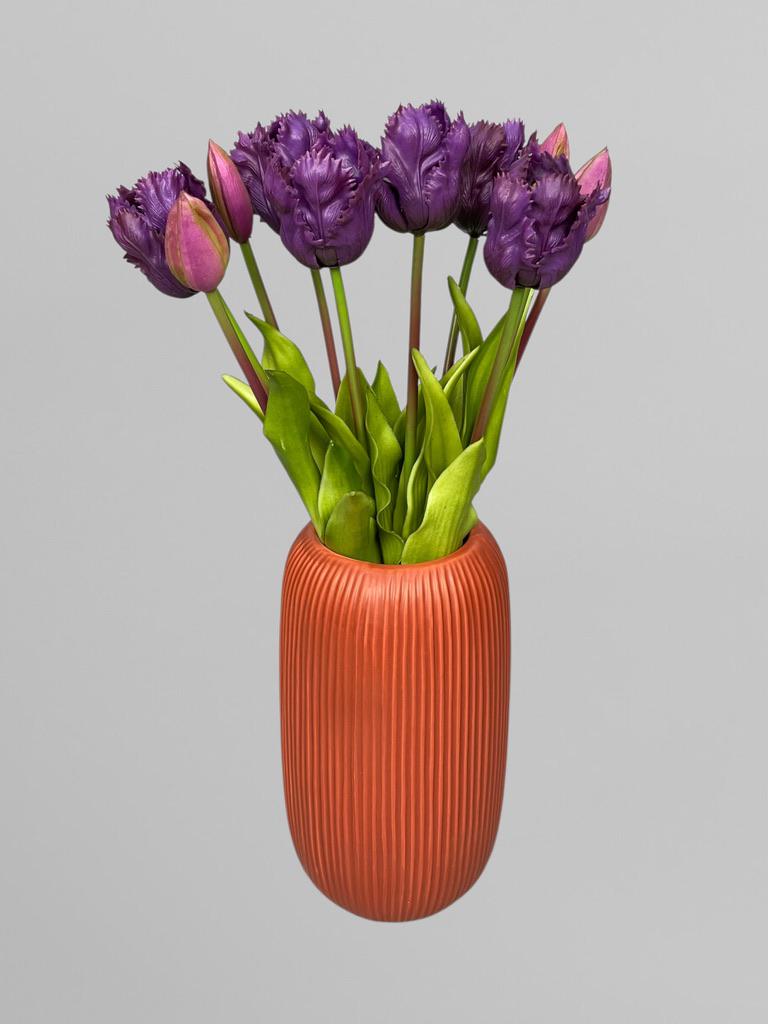 Букет штучних тюльпанів латексні кучеряві 5 шт. 40 см Фіолетовий (К07052) - фото 4