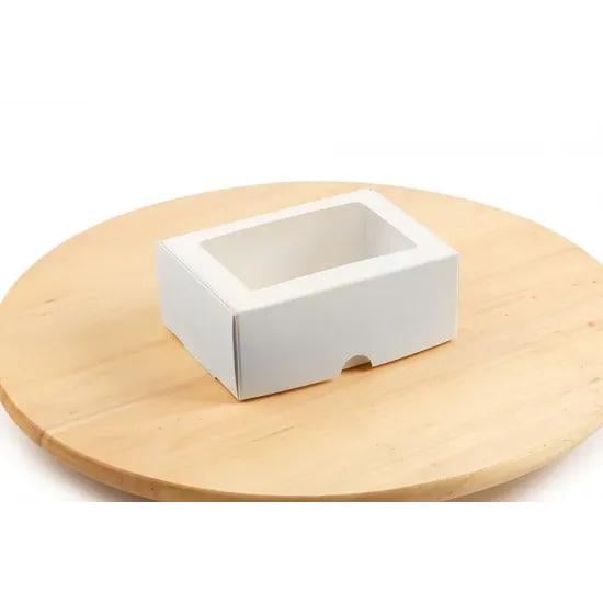 Коробка для макаронс с окном 14x10x5,5 см Белый (12322)