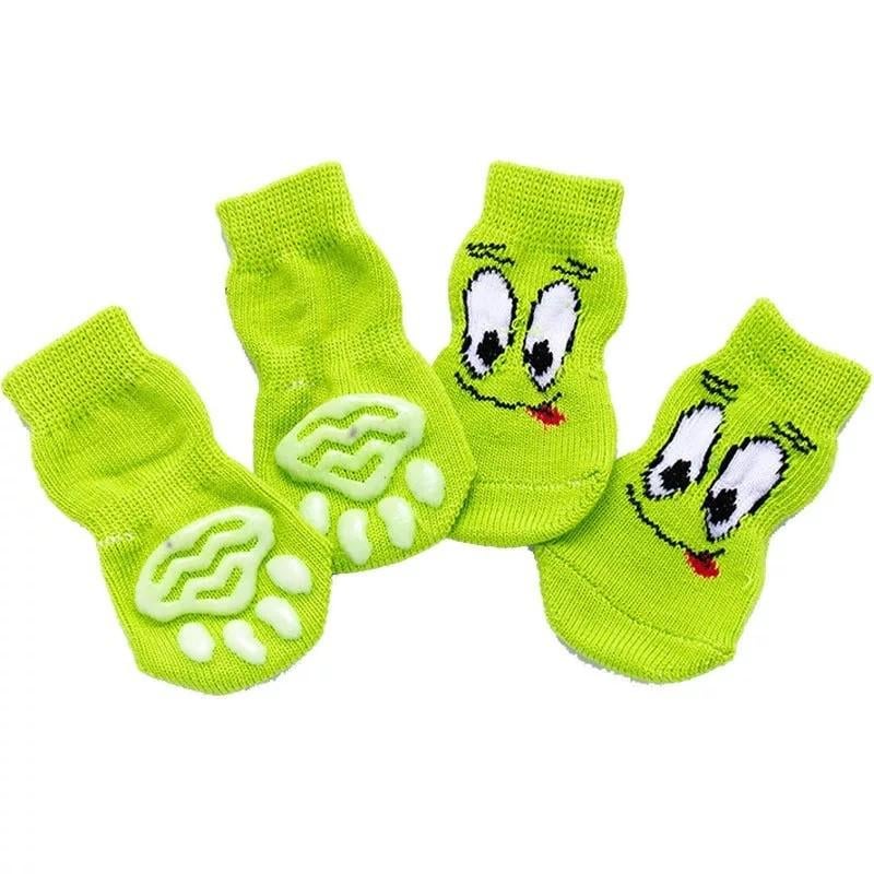 Шкарпетки з антиковзанням для собак бавовна S Green