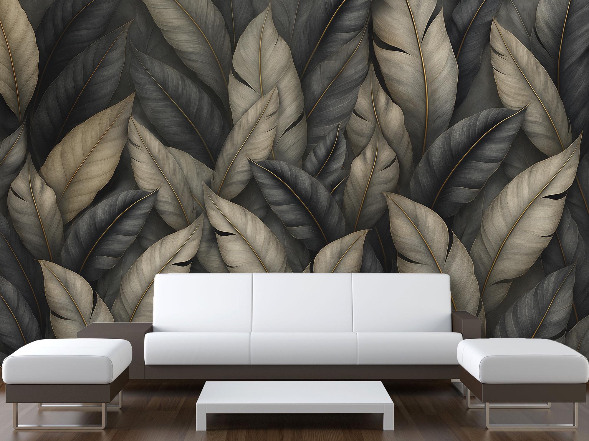 Фотообои флизелиновые Upstream Темный шик абстрактные листья 180х120 см (S5NTR-106/2) - фото 2